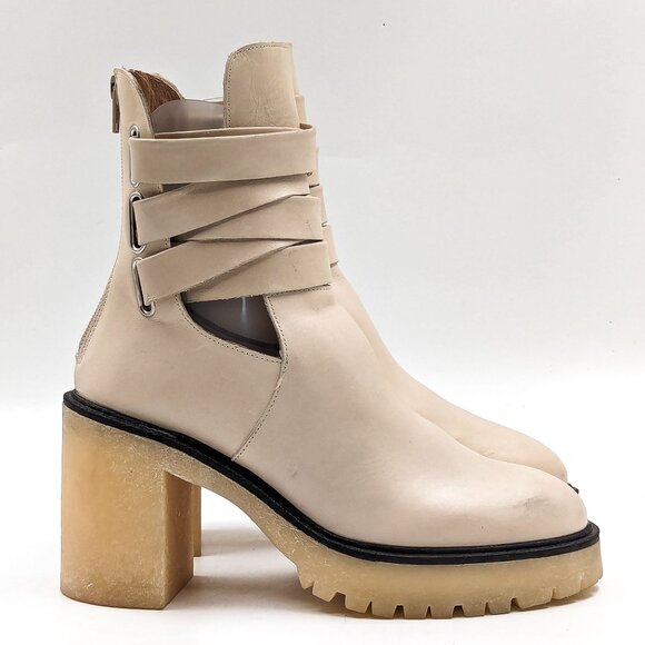 Free People Women Jesse Cutout Summer Cream Leather Platform Festival Boots 8US - Picture 9 of 12
